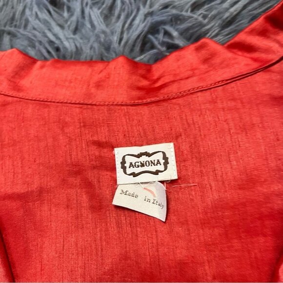 Agnona Burnt Orange Oversized Silk Blouse Size L - Picture 2 of 7